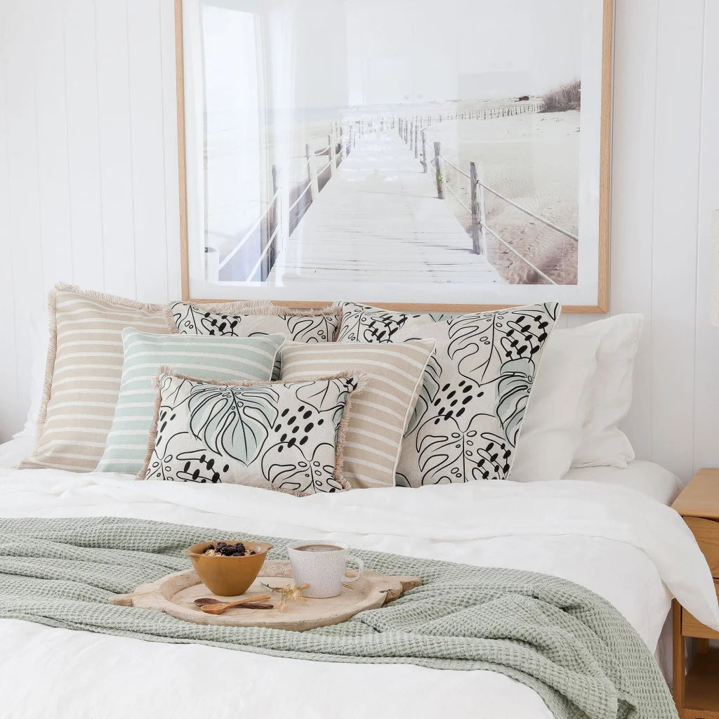 Cushion Cover Coastal Fringe Rainforest Seafoam - 45cm x