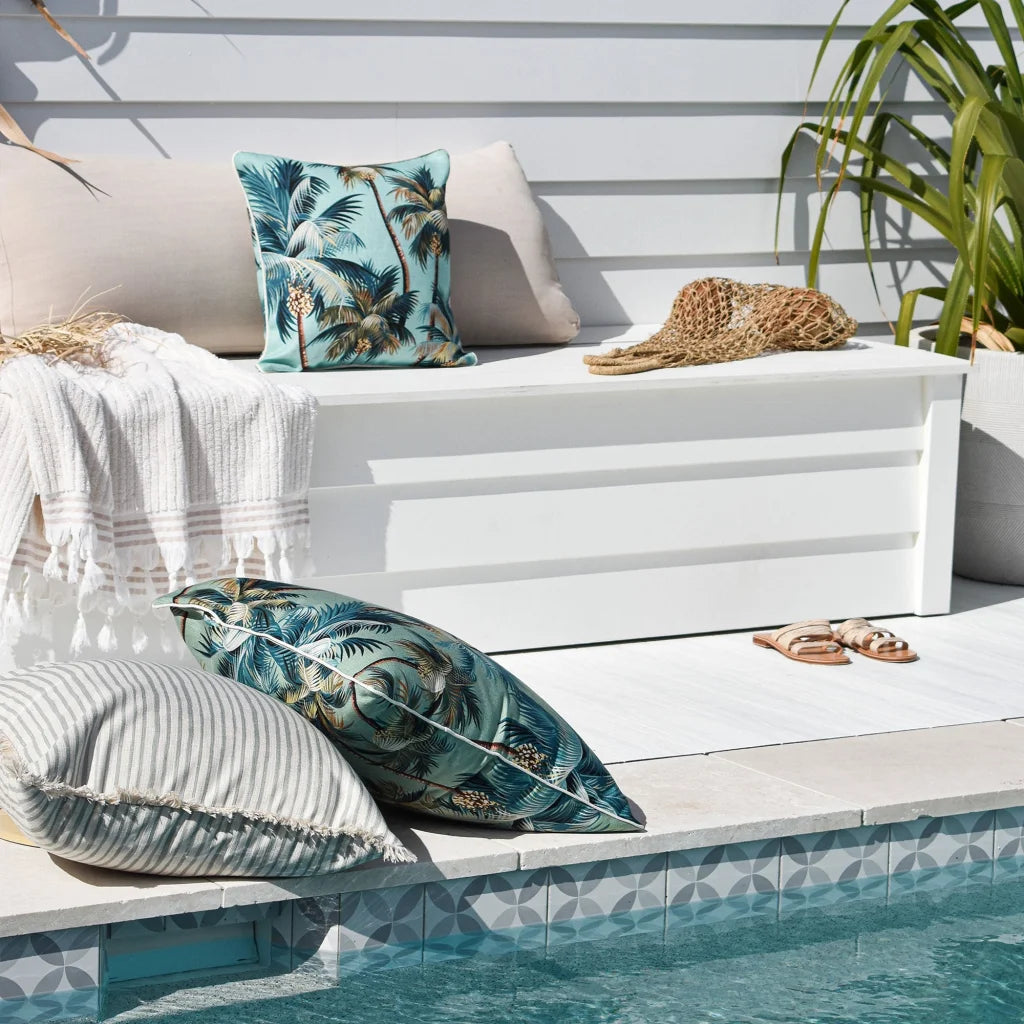 Cushion Cover with Piping Palm Trees Lagoon 60cm x 60cm