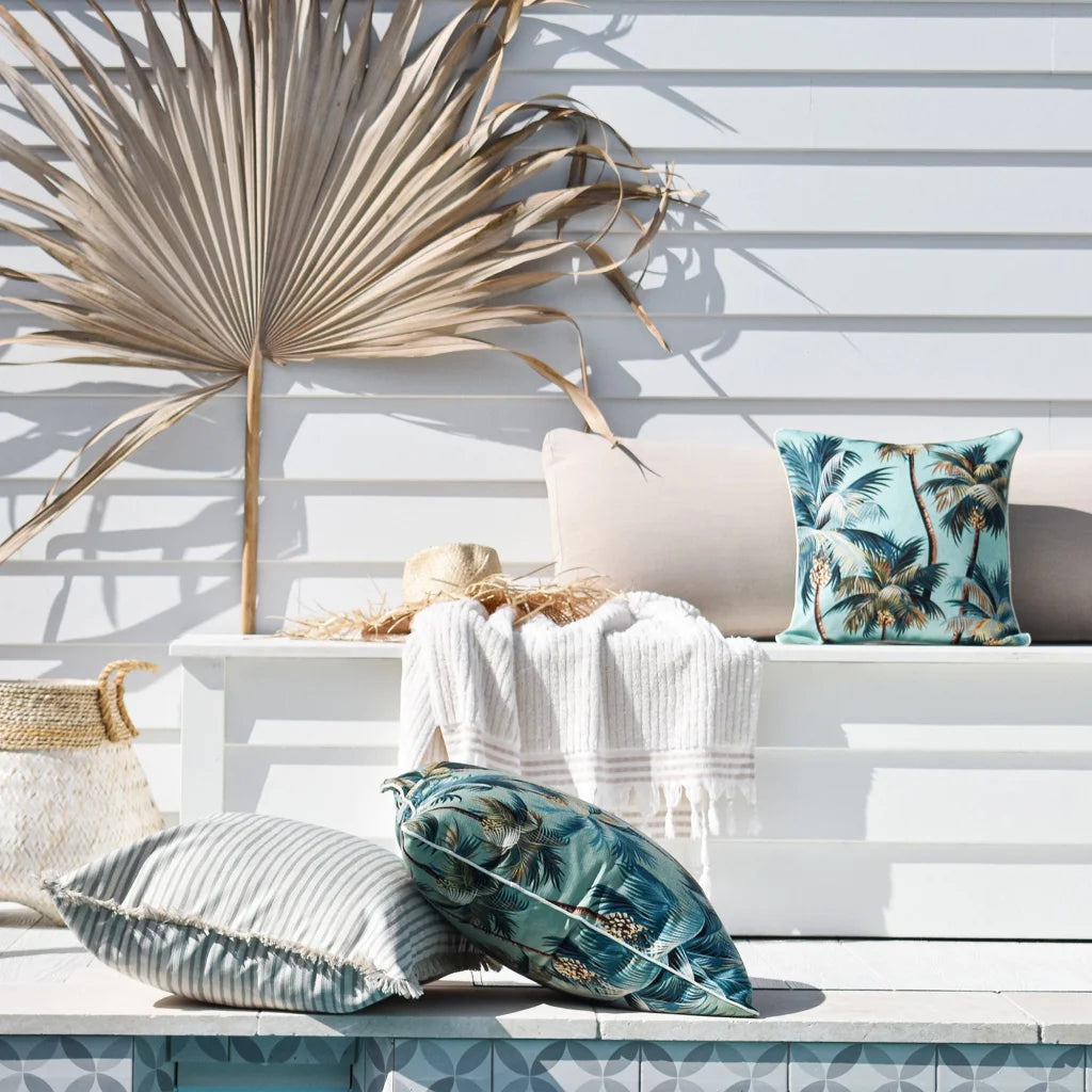 Cushion Cover with Piping Palm Trees Lagoon 60cm x 60cm