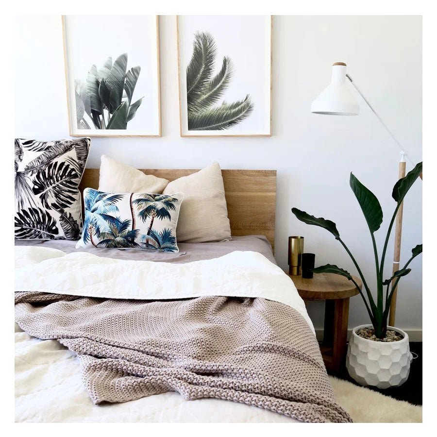 Cushion Cover with Piping Palm Trees Natural - 35CM x 50CM