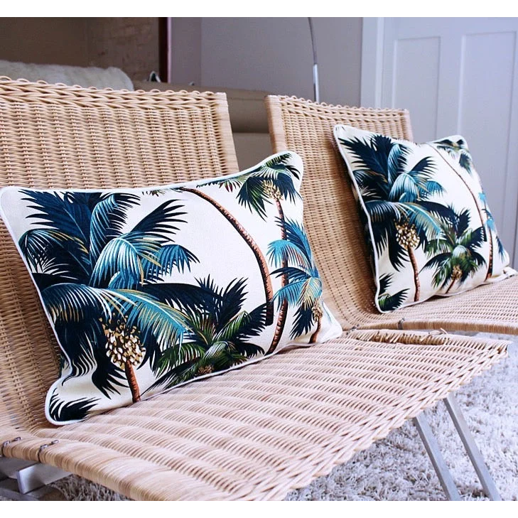 Cushion Cover with Piping Palm Trees Natural - 35CM x 50CM