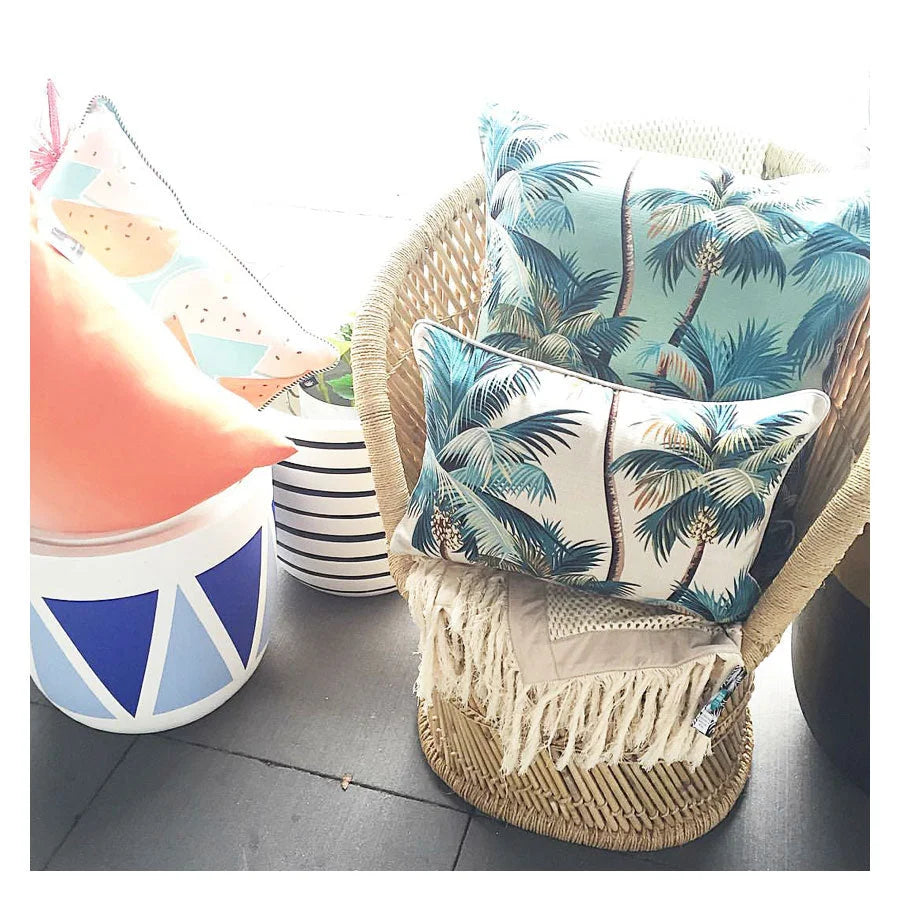 Cushion Cover with Piping Palm Trees Natural - 35CM x 50CM