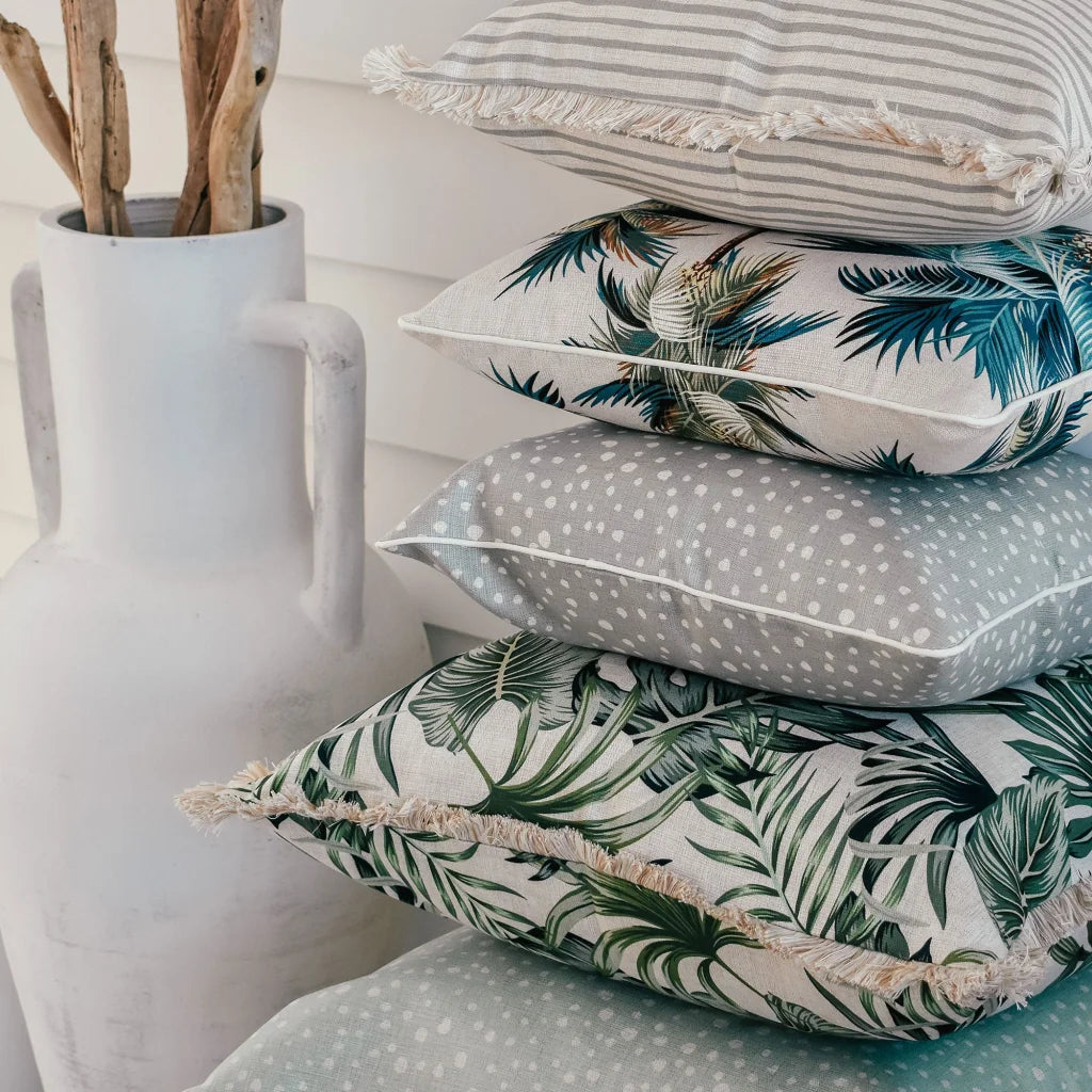 Cushion Cover with Piping Palm Trees Natural 45cm x 45cm