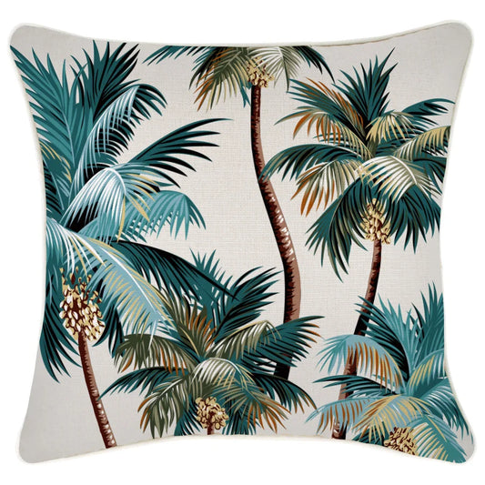 Cushion Cover with Piping Palm Trees Natural 45cm x 45cm