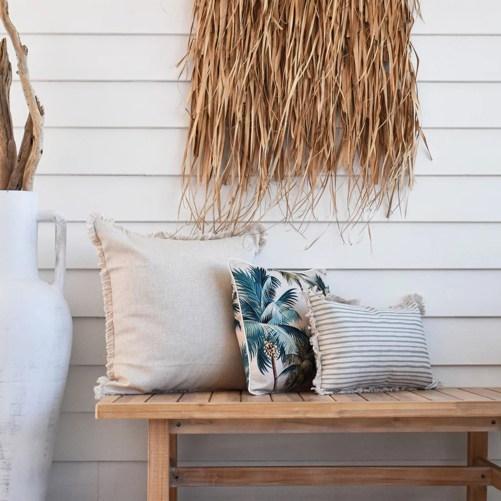 Cushion Cover with Piping Palm Trees Natural 45cm x 45cm
