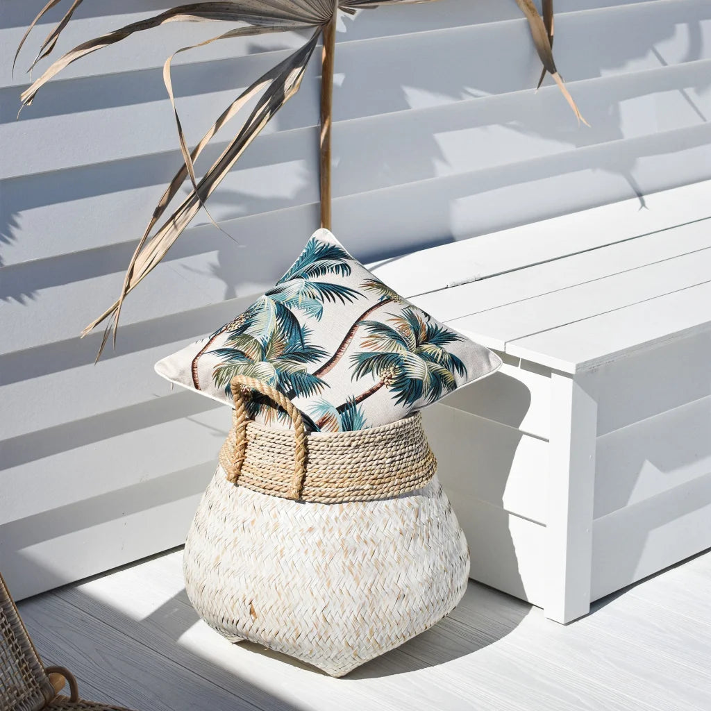 Cushion Cover with Piping Palm Trees Natural 45cm x 45cm