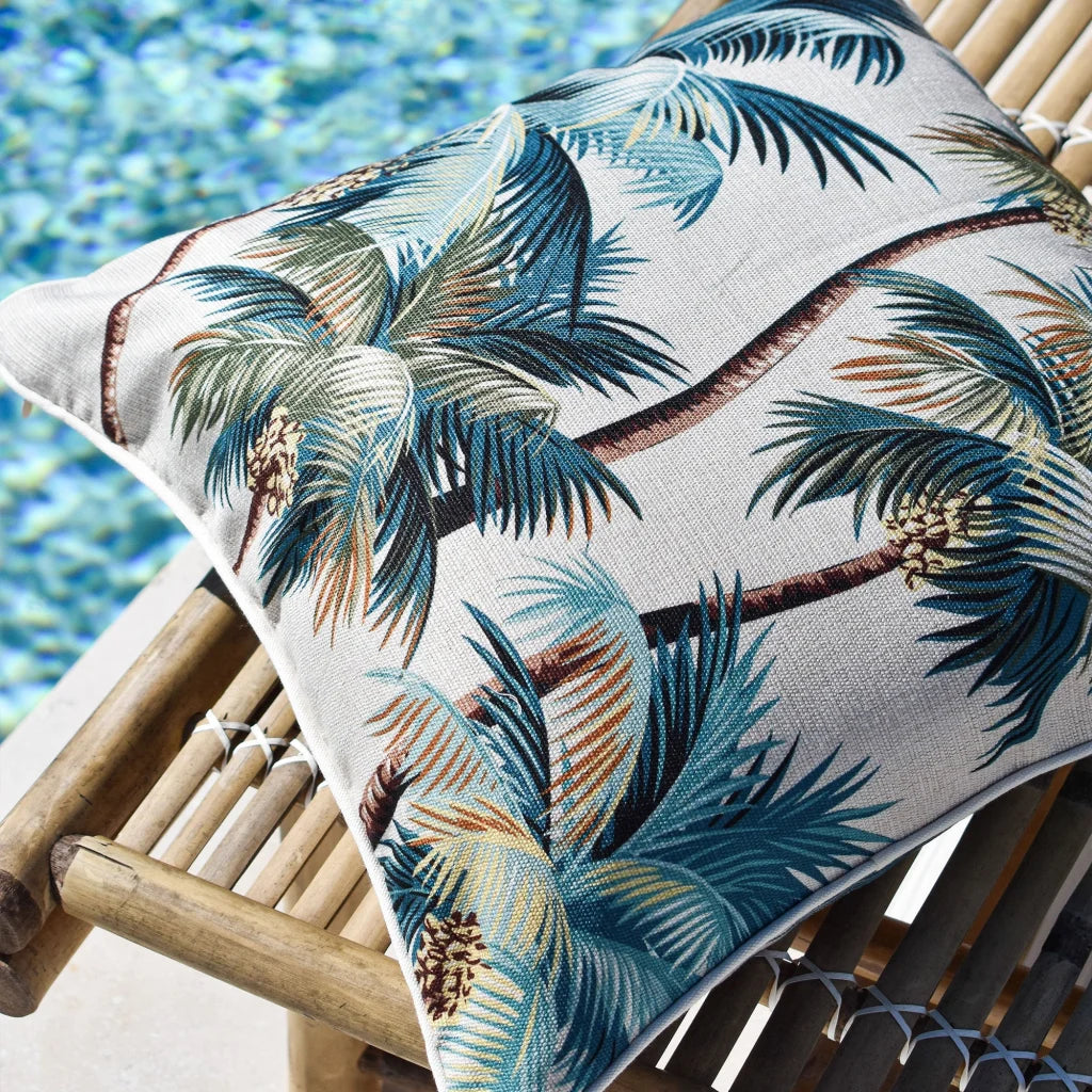 Cushion Cover with Piping Palm Trees Natural 45cm x 45cm