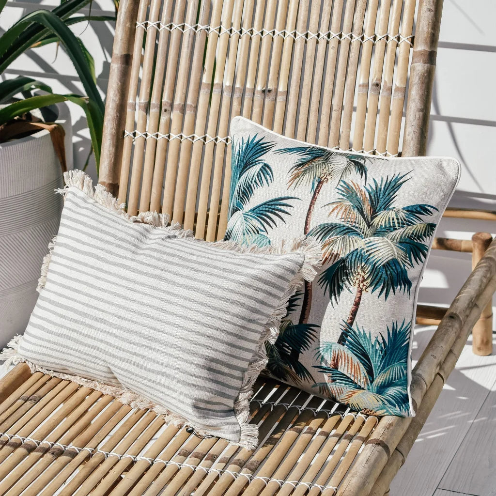 Cushion Cover with Piping Palm Trees Natural 45cm x 45cm