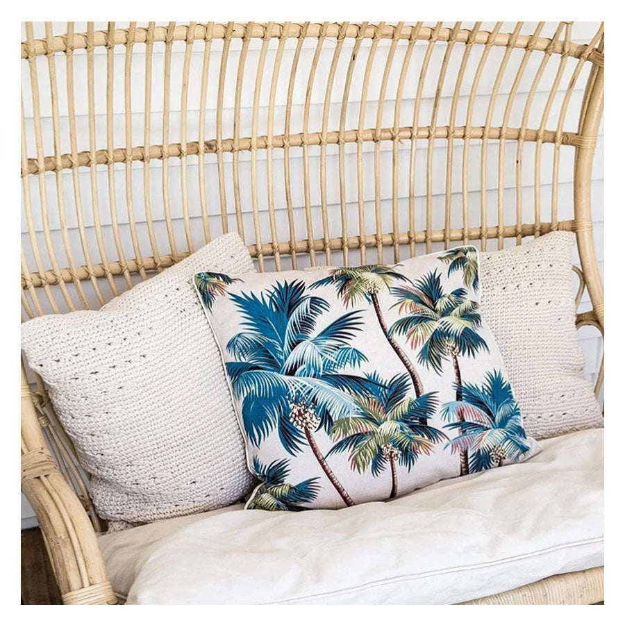 Cushion Cover with Piping Palm Trees Natural 60cm x 60cm