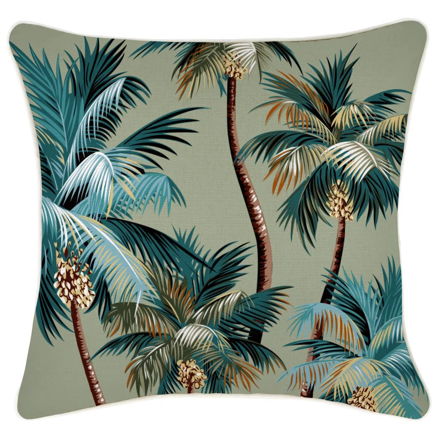 Cushion Cover with Piping Palm Trees Sage - 45cm x 45cm