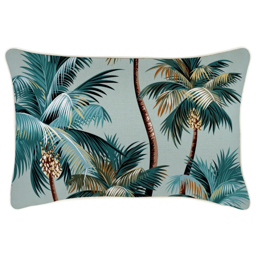 Cushion Cover with Piping Palm Trees Seafoam - 35cm x 50cm
