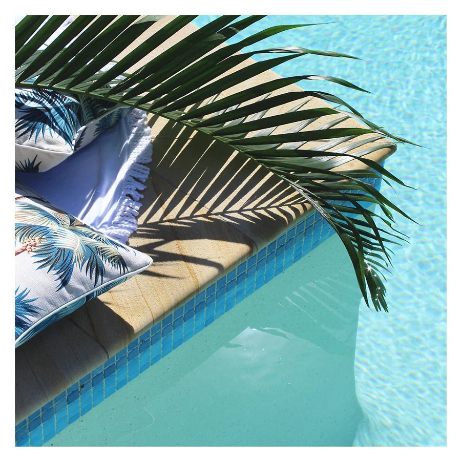 Cushion Cover with Piping Palm Trees White 45cm x 45cm