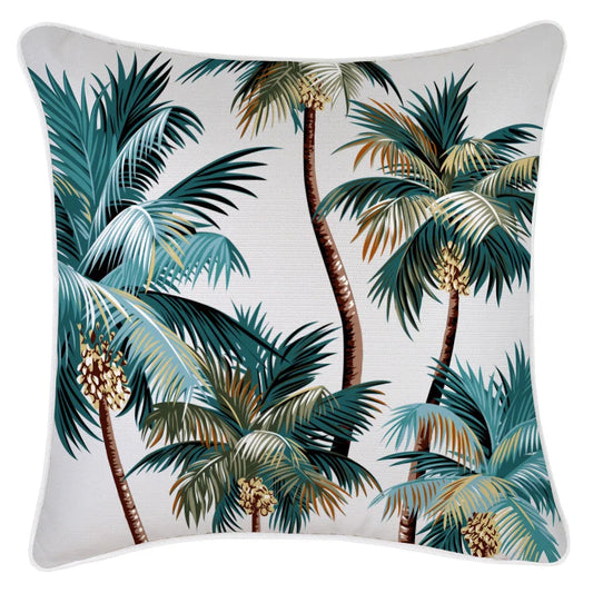 Cushion Cover with Piping Palm Trees White 45cm x 45cm