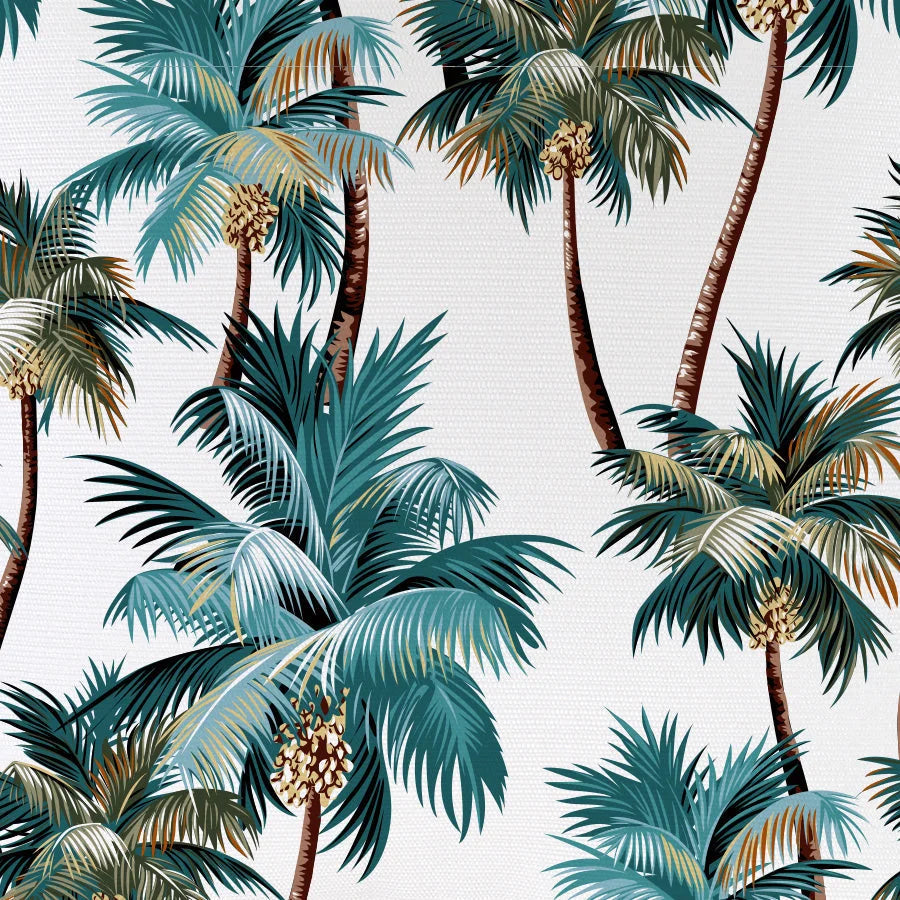 Cushion Cover with Piping Palm Trees White 45cm x 45cm