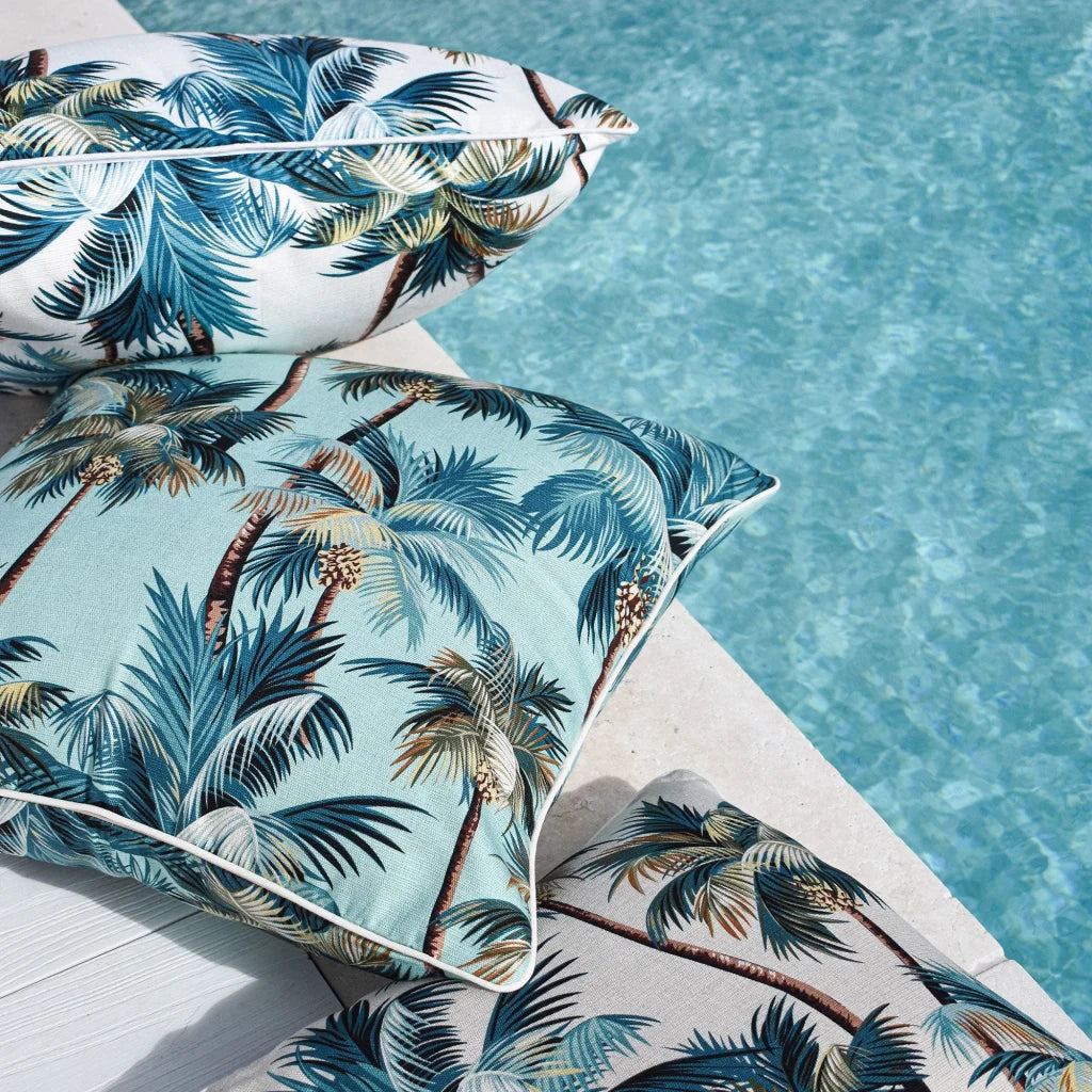 Cushion Cover with Piping Palm Trees White - 60CM x 60CM