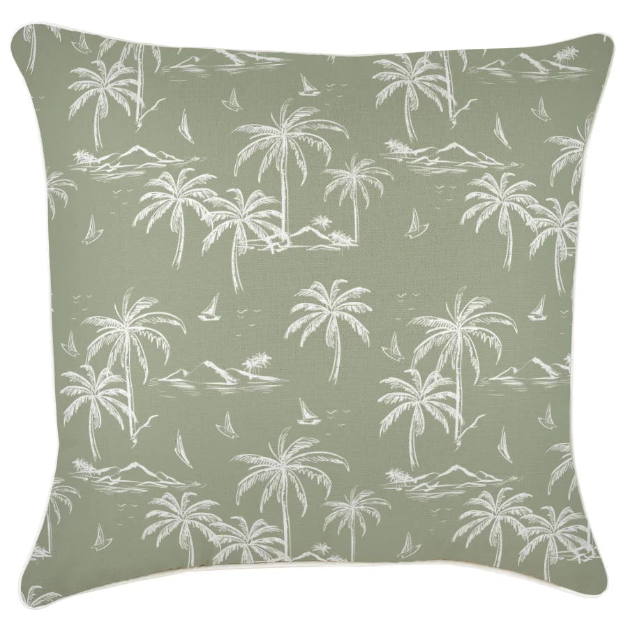 Cushion Cover with Piping Postcards Sage 60cm x 60cm