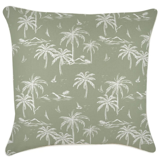 Cushion Cover with Piping Postcards Sage 60cm x 60cm