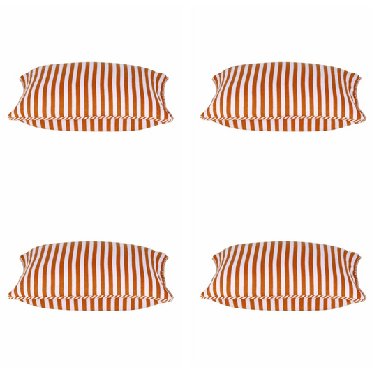 Cushion Covers Pack of 4 Dandi Orange & White Striped