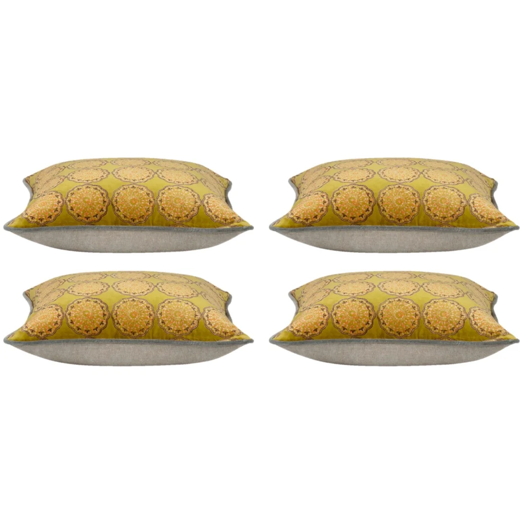 Cushion Covers Pack of 4 Duffy Mustard and Grey Square