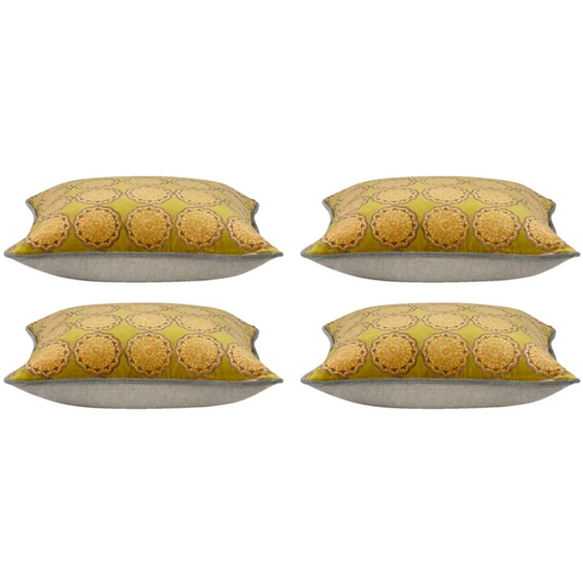 Cushion Covers Pack of 4 Duffy Mustard and Grey Square