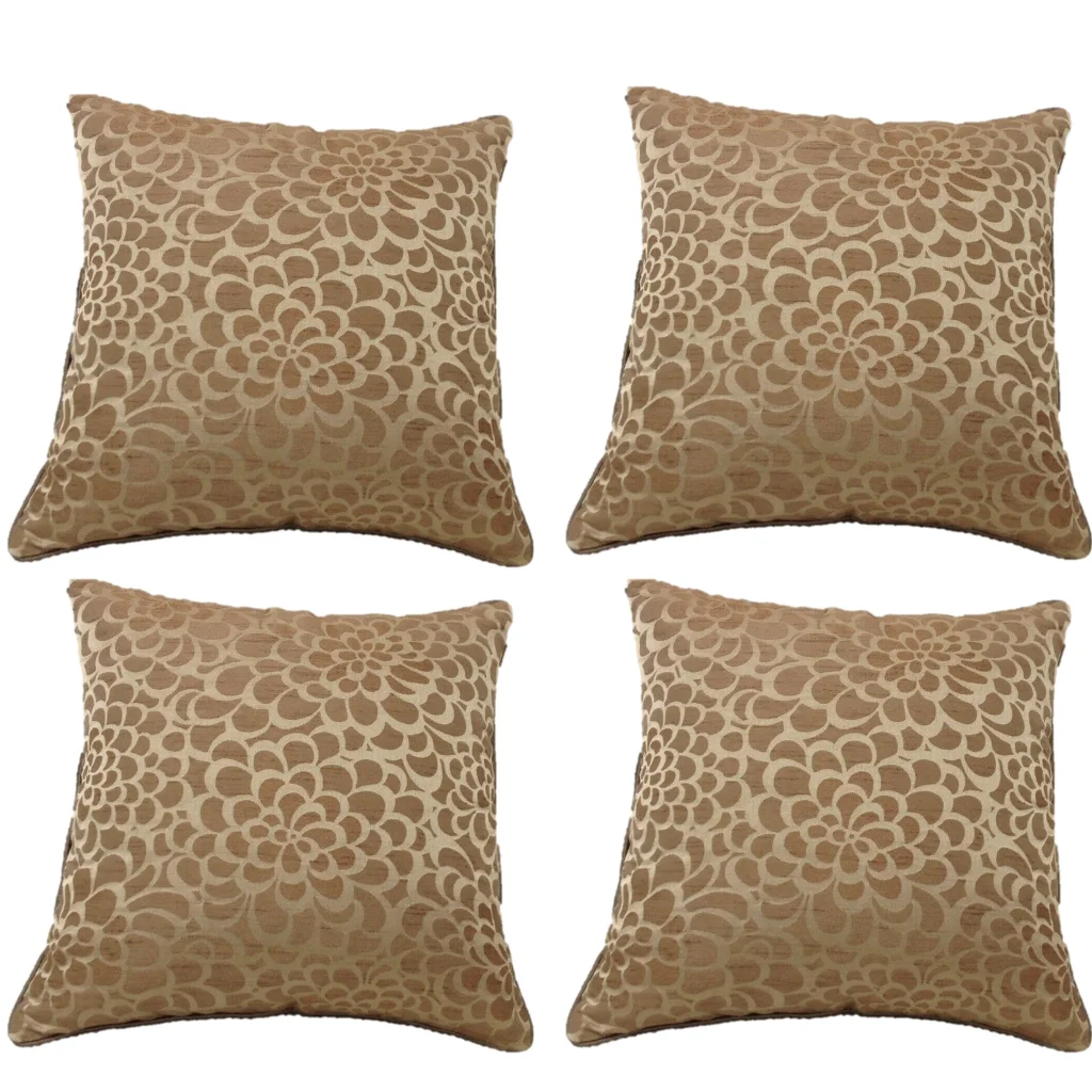 Cushion Covers Pack of 4 Flower Beige Petal Design Square
