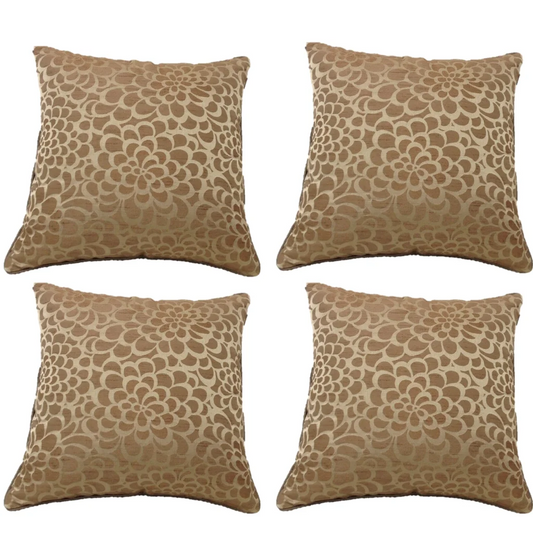 Cushion Covers Pack of 4 Flower Beige Petal Design Square