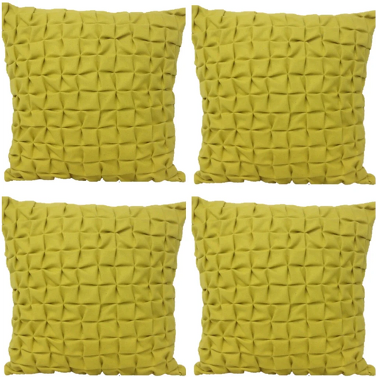 Cushion Covers Pack of 4 Flux Mustard Yellow 3D Textured