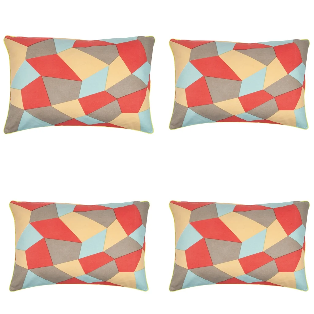 Cushion Covers Pack of 4 Geo Beige Geometric Design