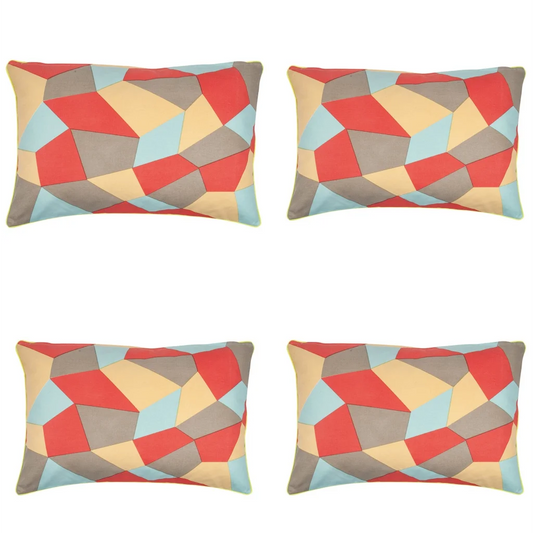 Cushion Covers Pack of 4 Geo Beige Geometric Design