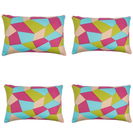 Cushion Covers Pack of 4 Geo Green Geometric Design