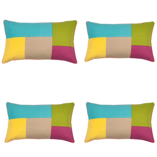Cushion Covers Pack of 4 Geo Turquoise Block Design 30x50cm