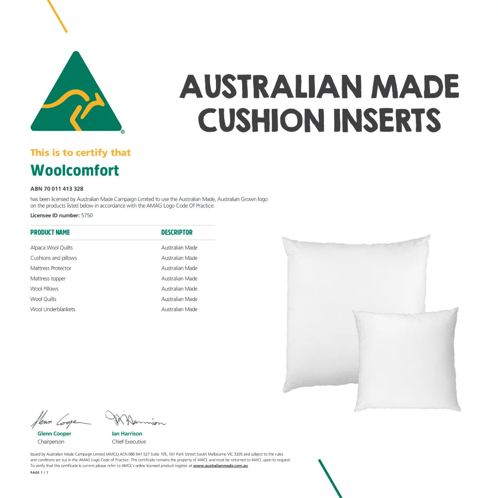 Cushion Inserts Luxor Four Pack 35x60cm Hotel Aus Made