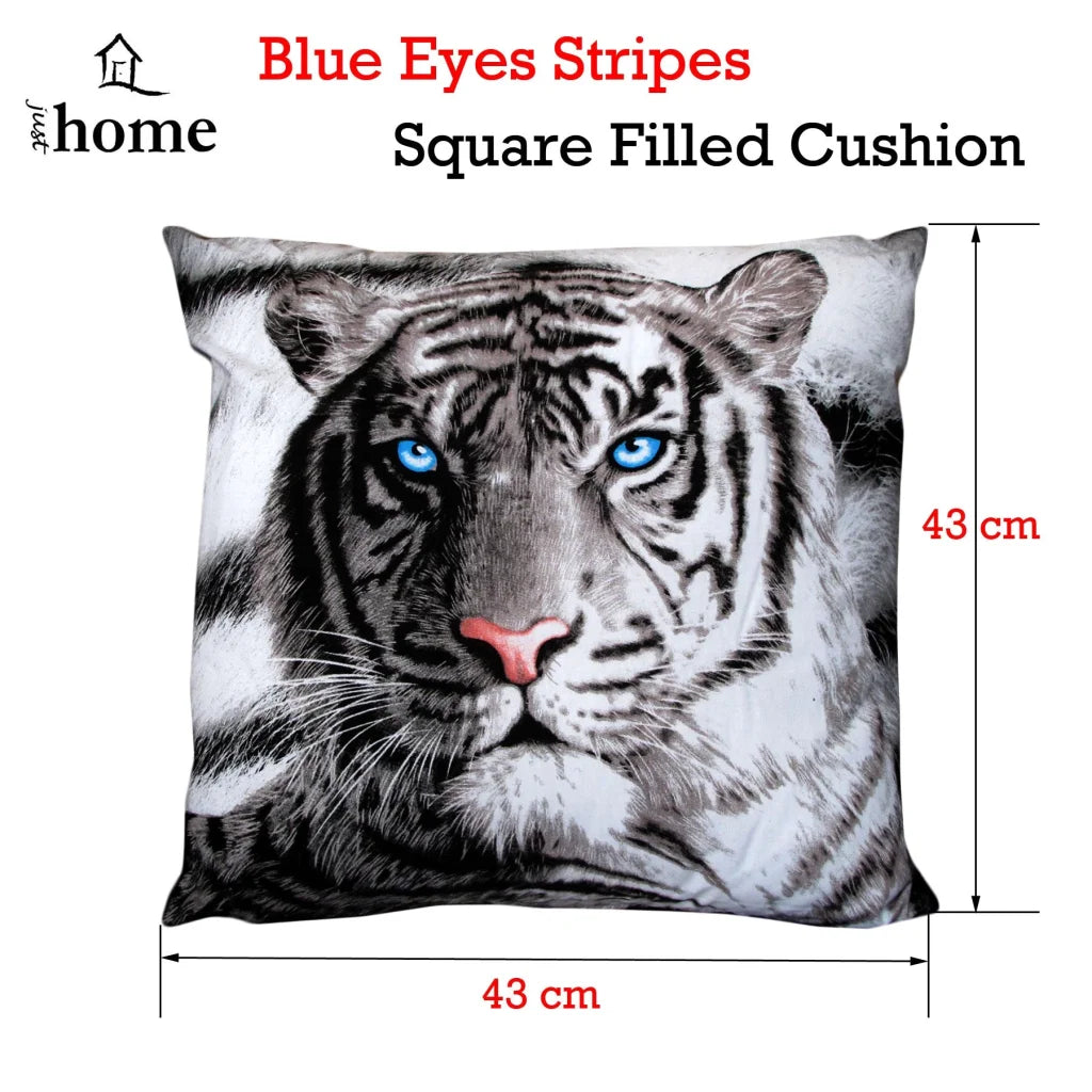 Cushion Just Home Blue Eyes Stripes Tiger Square Filled