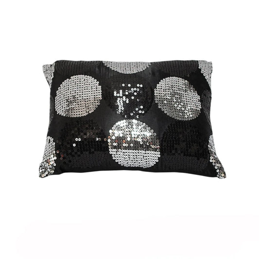 Cushion Sequined Black Silver Breakfast Filled - Furniture