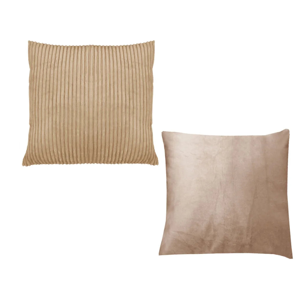 Cushions Calico Cordury Pair Latte - Furniture
