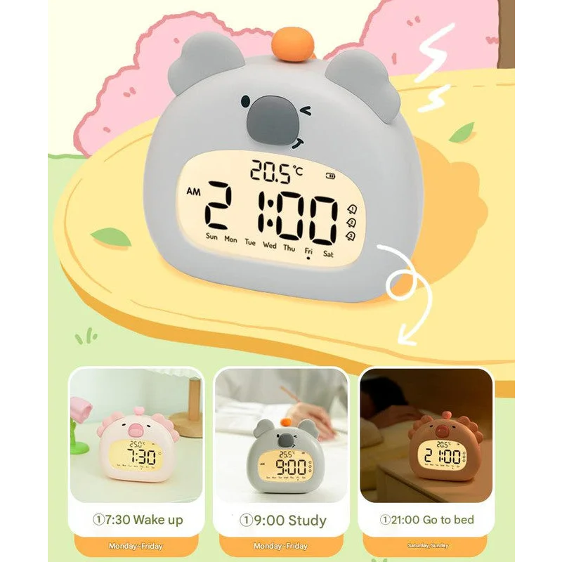 Cute Animal Digital Alarm Clock with Night Light