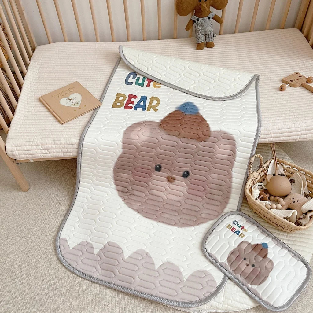 Cute Bear Pattern 2 Piece Set Kids Cooling Pad Set