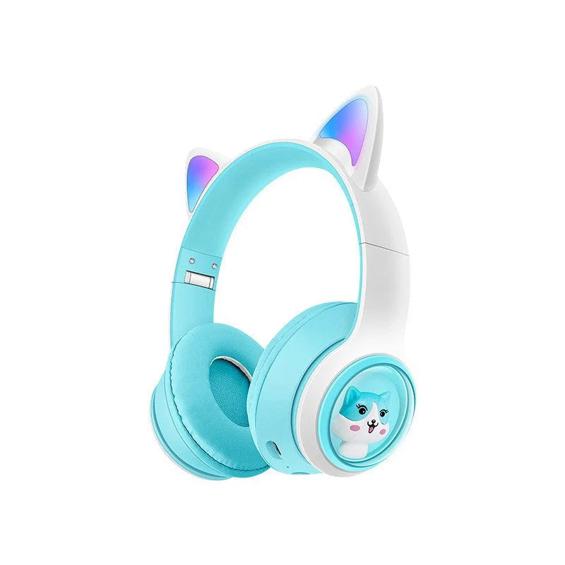 Cute Cat Ear Wireless Headphones - BT5.3 LED Lights TF Card