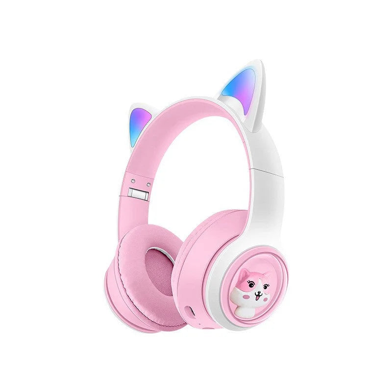 Cute Cat Ear Wireless Headphones - BT5.3 LED Lights TF Card