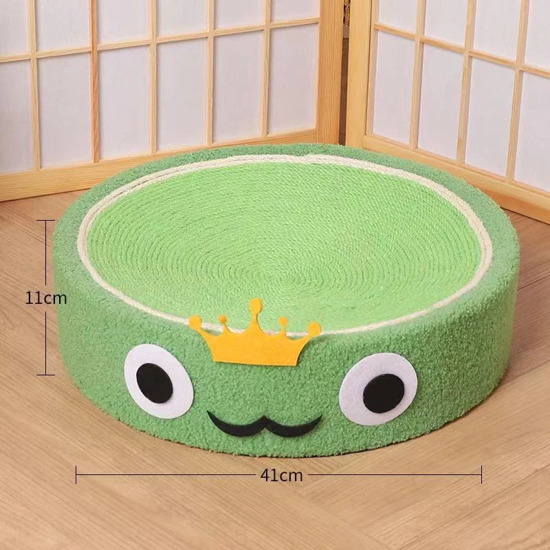 Cute Green Fabric Frog Cat Scratching