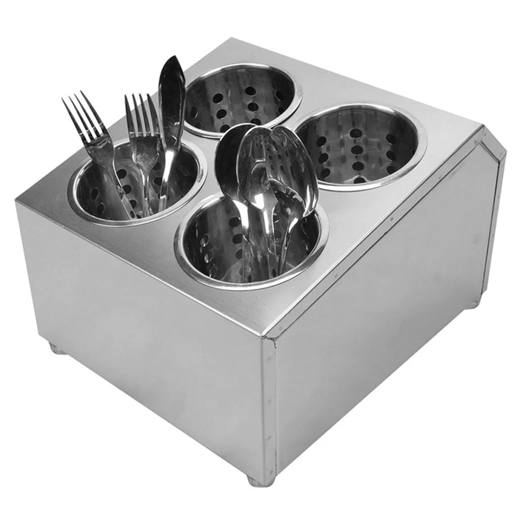 Cutlery Holder Premium 18/10 Stainless Steel Commercial Conical Square Utensils - 4 Holes