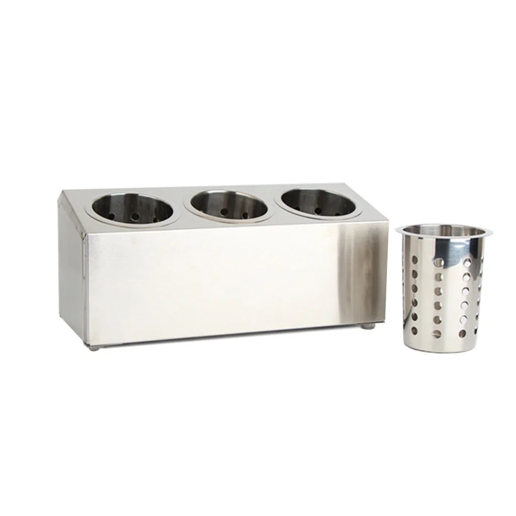 Cutlery Holder Premium 18/10 Stainless Steel Commercial Conical Utensils - 3 Holes