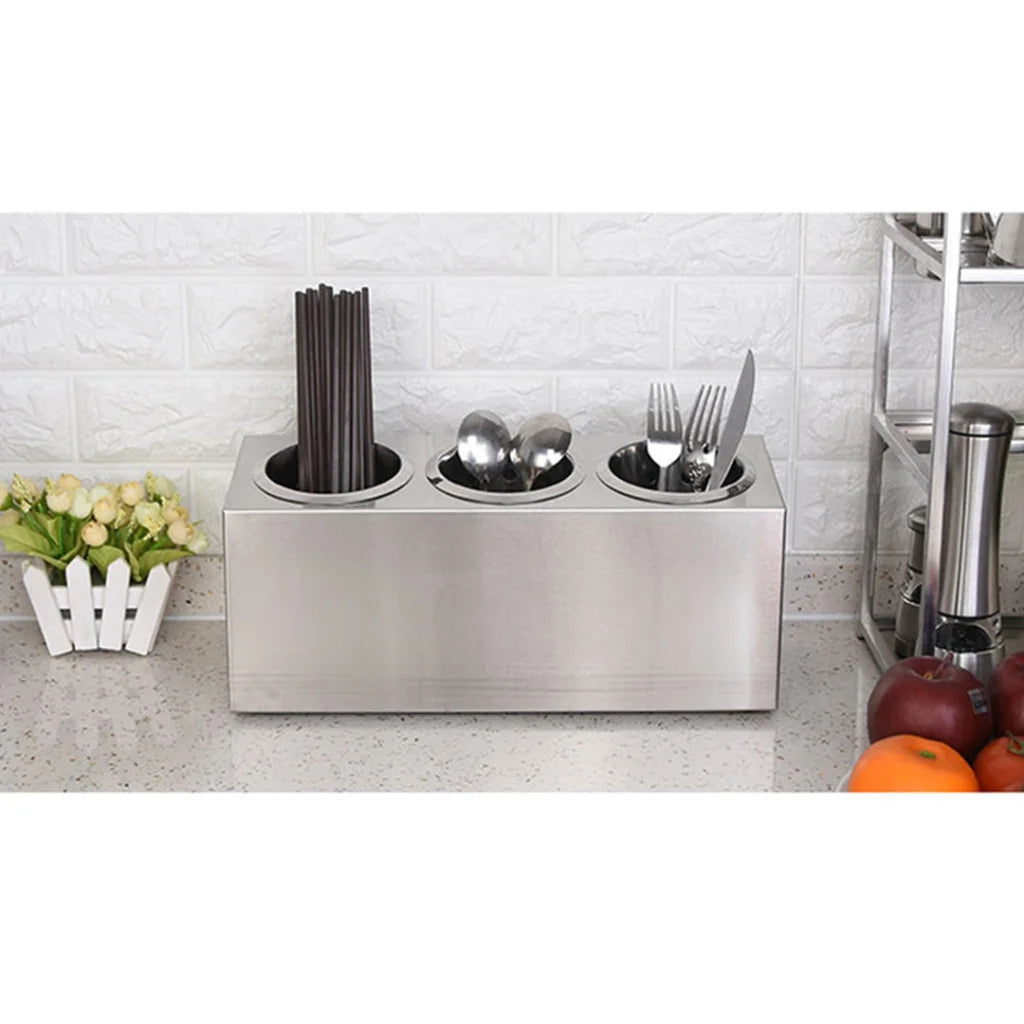 Cutlery Holder Premium 18/10 Stainless Steel Commercial Conical Utensils - 3 Holes
