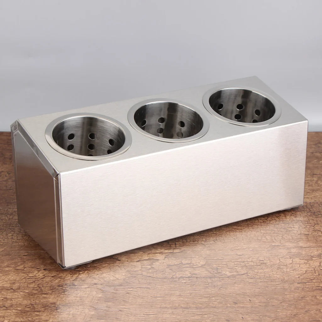 Cutlery Holder Premium 18/10 Stainless Steel Commercial Conical Utensils - 3 Holes