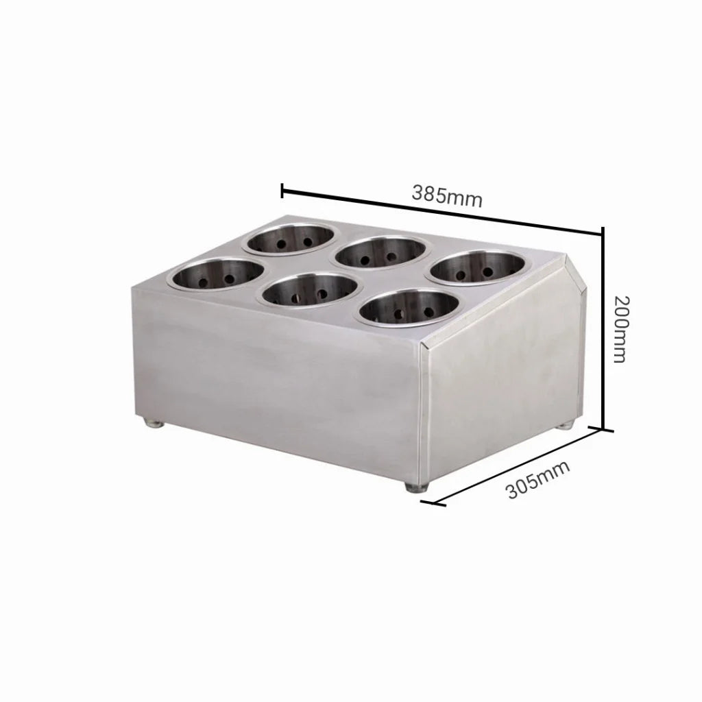 Cutlery Holder Premium 18/10 Stainless Steel Commercial Conical Utensils - 6 Holes