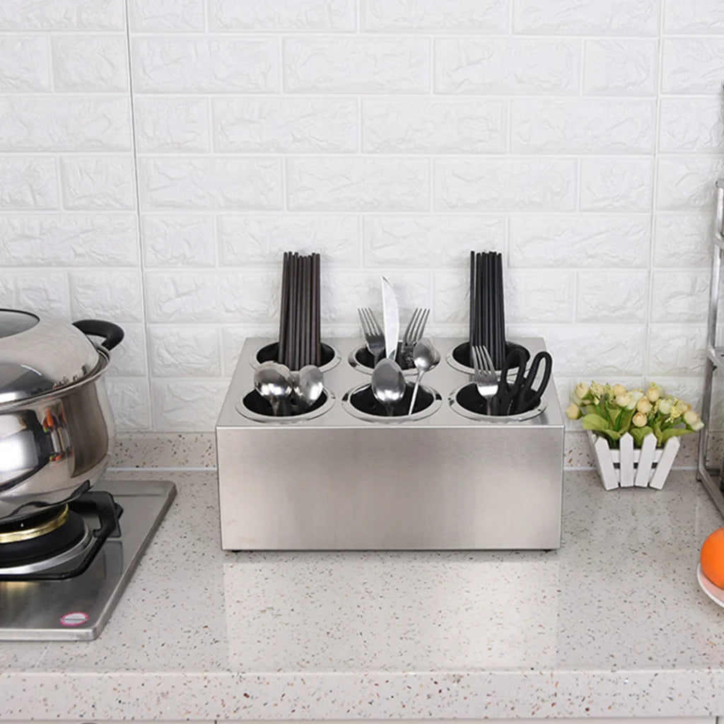 Cutlery Holder Premium 18/10 Stainless Steel Commercial Conical Utensils - 6 Holes