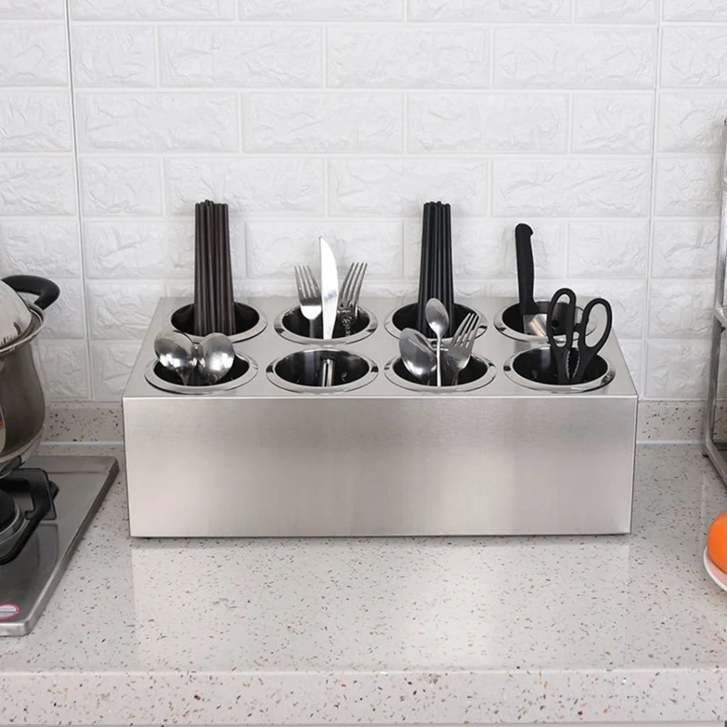 Cutlery Holder Premium 18/10 Stainless Steel Commercial Conical Utensils - 8 Holes