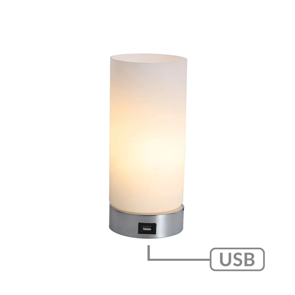 Cylinder Touch Lamp Julie with USB Port - Home & Garden