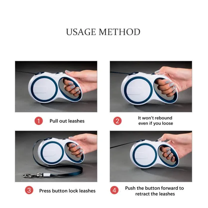 Dark Blue 3M Pet Leash Retractable - Tangle-Free Extendable