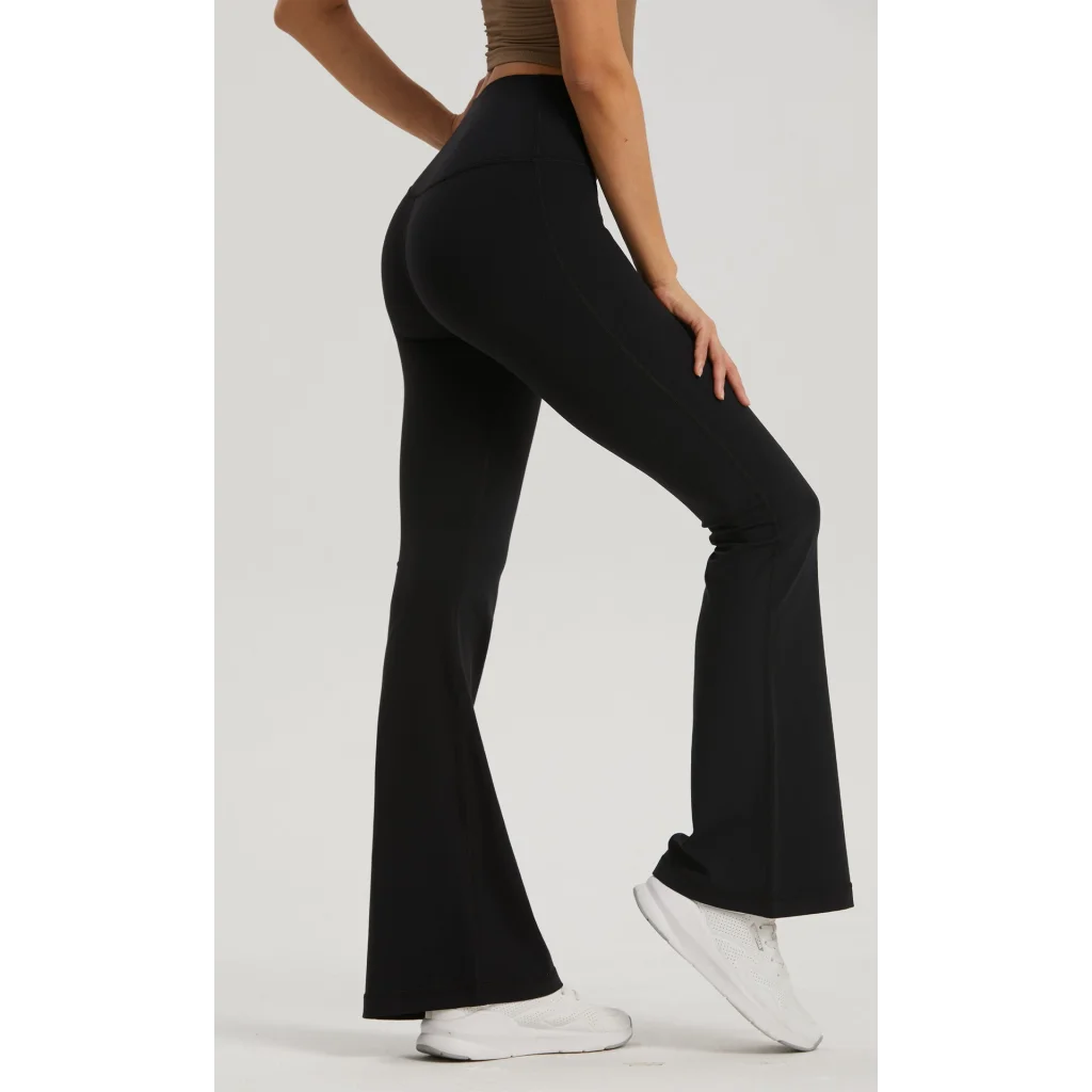 Dark Blue High-Waisted Lycra Yoga Bell-Bottom Pants